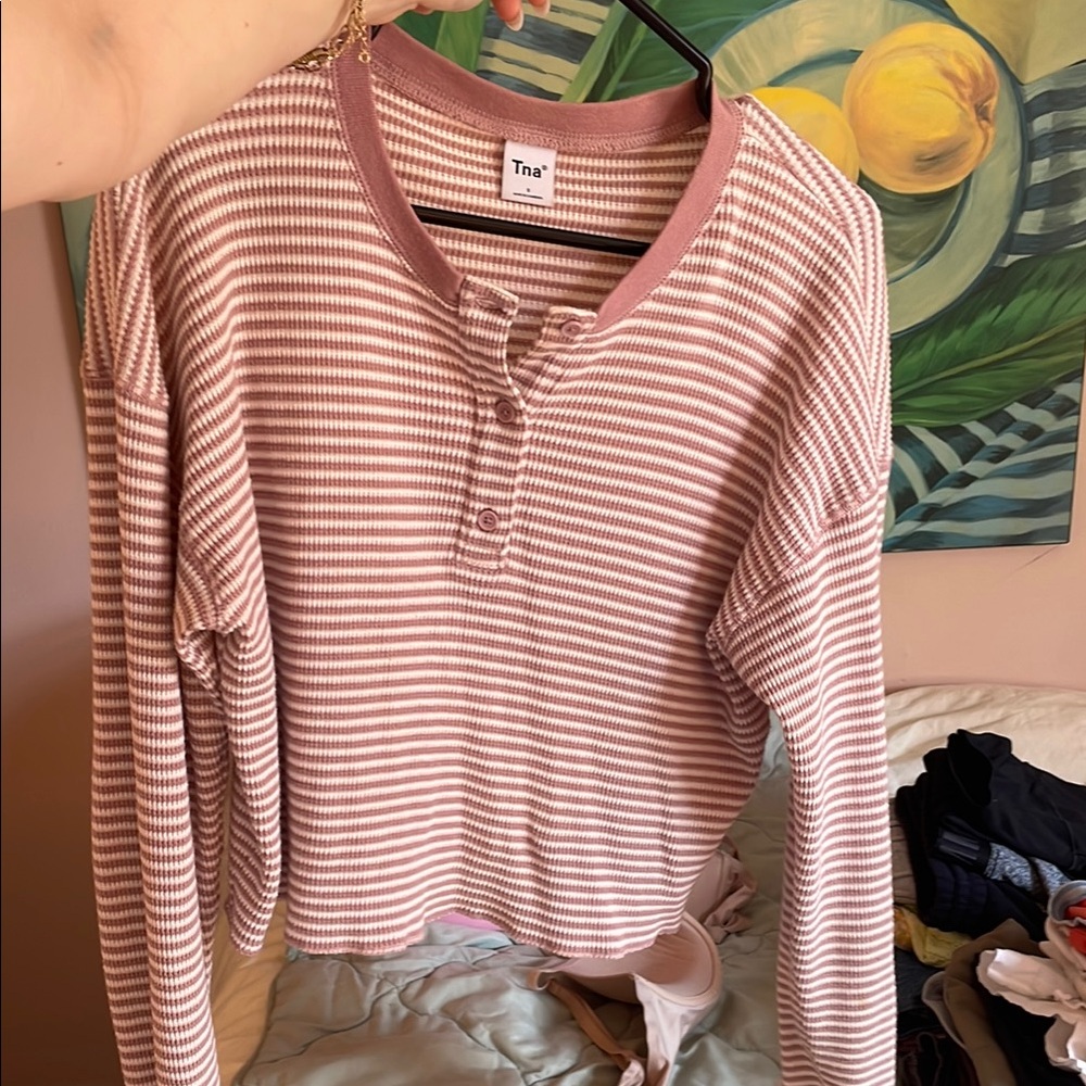 TNA button Striped Henley